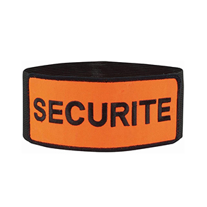 Brassard De Scurit Noir Orange Fluo, Rglable Par Scratch Elastique, Pour Agent De Scurit